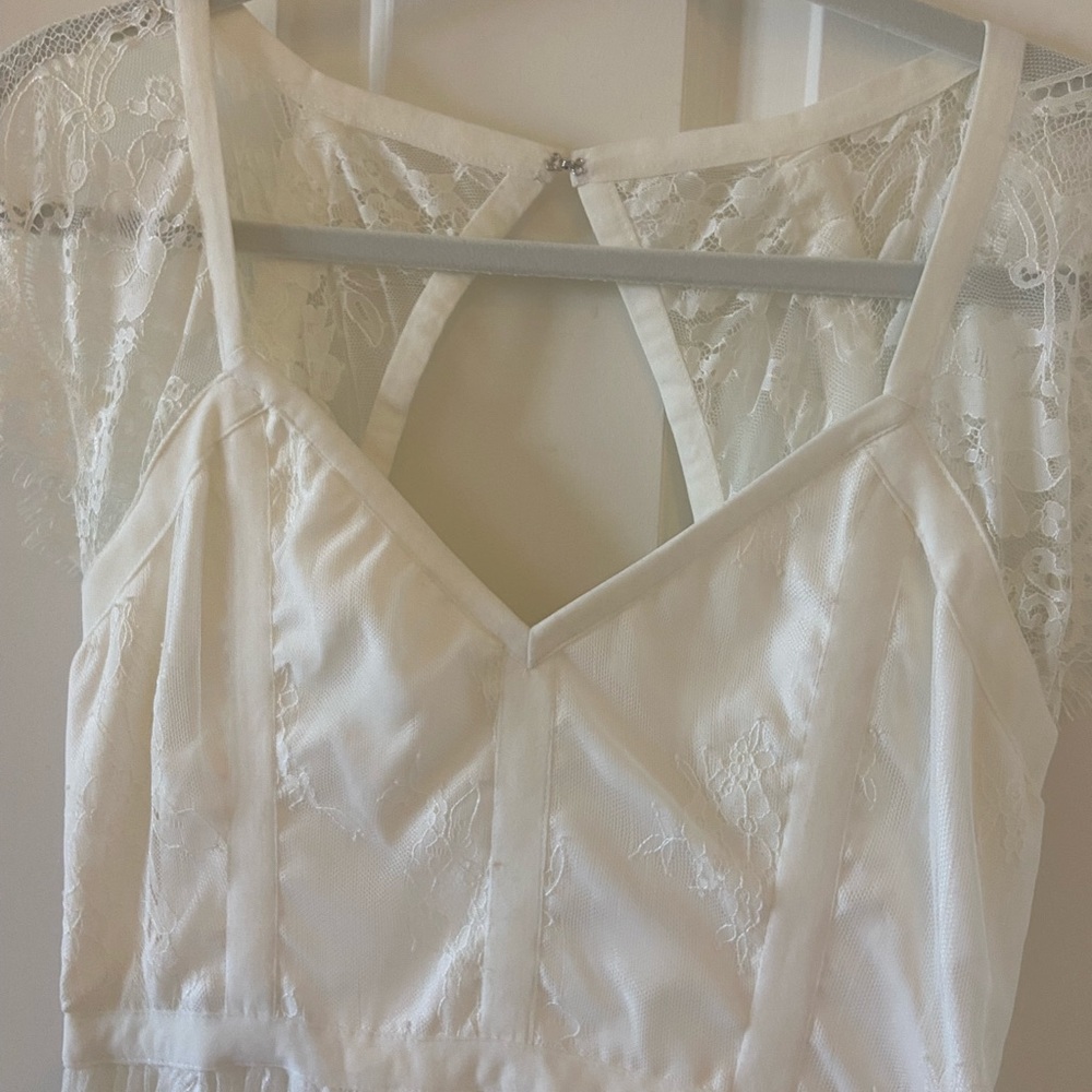Parker Revolve Lace Long Dress Lace Formal Gown in Ivory White Size 6 - Picture 7 of 8
